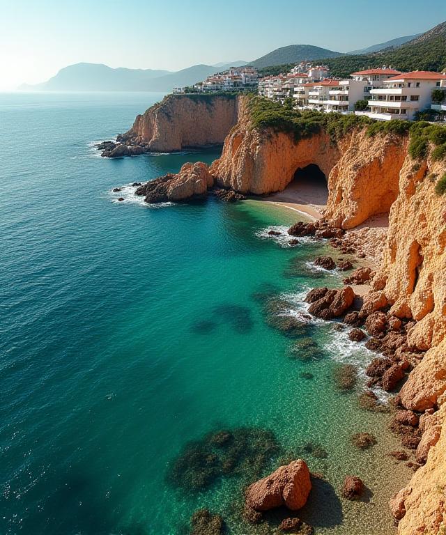 Vista aérea de la costa española con aguas cristalinas